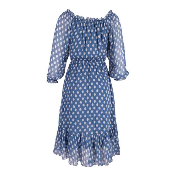 Diane Von Furstenberg Camila Off The Shoulder Dress in Blue Silk - Picture 3 of 3